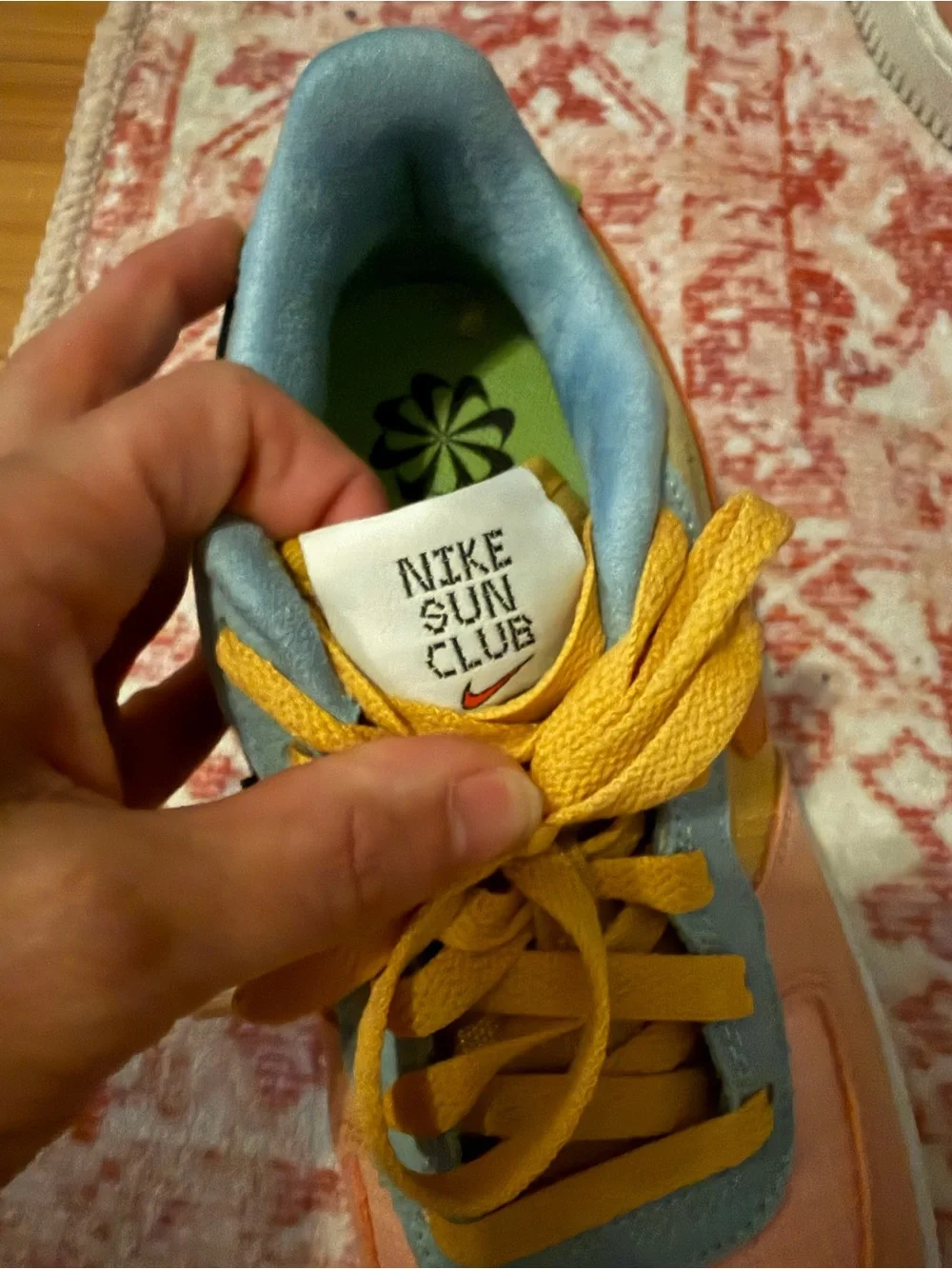 Nike Dunk Lows Sneakers with Sunny Palm Embroidery - Light pink, Blue & Lime